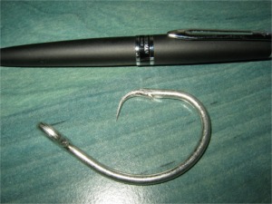 Circle Hook im Vergleich mit Kugelschreiber