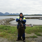 Anglerglück in Norwegen: junger Angler mit top Heilbutt